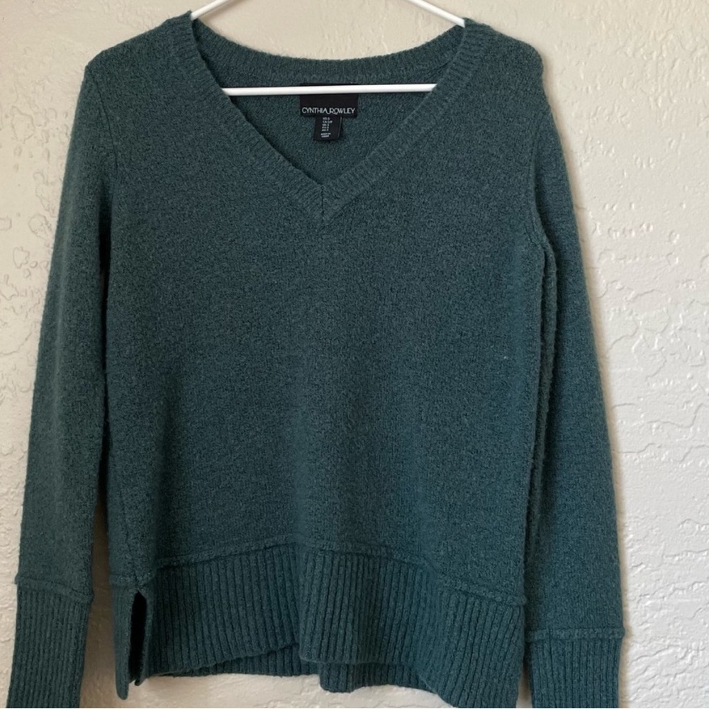 Cynthia Rowley Teal V-Neck Sweater